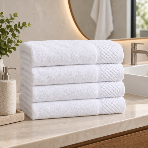 Kit 4 Toalhas de Banho Branca 1,40x0,75m, Macia e Confortável, Alta Absorção