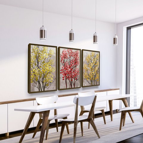 Kit Quadros com Moldura Decorativo Plantas Flores Cozinha