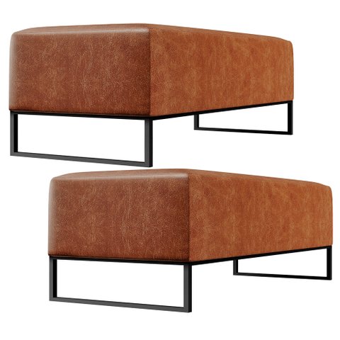 Kit 02 Puffs Decorativo Sala de Estar Bali W01 Base Ferro 120x50 cm Couríssimo Camel - Lyam Decor