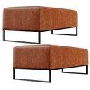 Ver imagem 1 de Kit 02 Puffs Decorativo Sala de Estar Bali W01 Base Ferro 120x50 cm Couríssimo Camel - Lyam Decor