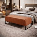 Ver imagem 2 de Kit 02 Puffs Decorativo Sala de Estar Bali W01 Base Ferro 120x50 cm Couríssimo Camel - Lyam Decor