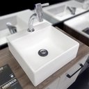 Ver imagem 1 de Cuba Pia Para Banheiro em Mármore Sintético Cubo Fit Branca - Cozimax