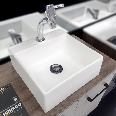 Cuba Pia Para Banheiro em Mármore Sintético Cubo Fit Branca - Cozimax