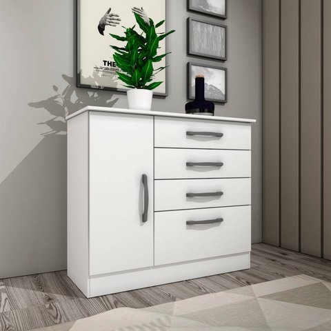 Cômoda moderna para quarto de casal - Chicago-Neve - Tcil Móveis