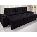 Ver imagem 1 de Sofá com Porta Copos e Carregador Usb Eureka 2,30m Assento Retrátil e Reclinável Velosuede Preto