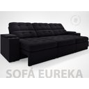 Ver imagem 2 de Sofá com Porta Copos e Carregador Usb Eureka 2,30m Assento Retrátil e Reclinável Velosuede Preto