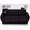 Sofá com Porta Copos e Carregador Usb Eureka 2,30m Assento Retrátil e Reclinável Velosuede Preto - 5