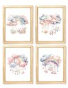 Ver imagem 1 de Kit Quadro Infantil Arco Iris Aquarela Decorativo Quarto Menina Enxoval Criança Bebê