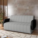 Ver imagem 1 de Sofá Decorativo Living Sala de Estar Bornéu 148cm Pés de Madeira Pu/veludo Preto/cinza G33 - Gran Be