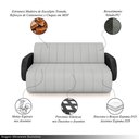 Ver imagem 3 de Sofá Decorativo Living Sala de Estar Bornéu 148cm Pés de Madeira Pu/veludo Preto/cinza G33 - Gran Be
