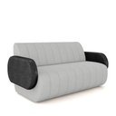Ver imagem 2 de Sofá Decorativo Living Sala de Estar Bornéu 148cm Pés de Madeira Pu/veludo Preto/cinza G33 - Gran Be