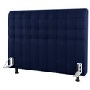 Ver imagem 1 de Cabeceira Cama Box Casal Queen Size Dahlia 160cm Com Frame Veludo Azul Marinho - Desk Design