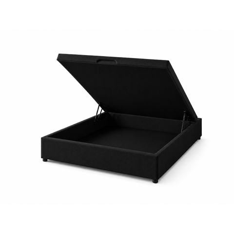 Cama Box Baú Casal com Encaixe para Colchão e Puxador Embutido:Preto