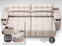 Ver imagem 3 de Sofá com Porta Copos Carregador Usb Ret Rec Samurai 2,50m Velosuede Areia - Netsofas