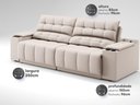 Ver imagem 4 de Sofá com Porta Copos Carregador Usb Ret Rec Samurai 2,50m Velosuede Areia - Netsofas