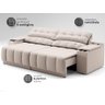 Sofá com Porta Copos Carregador Usb Ret Rec Samurai 2,50m Velosuede Areia - Netsofas - 6