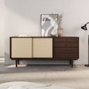 Ver imagem 1 de Balcão Aparador Telinha Rattan Buffet 2 Portas 4gav Madeira Cor Imbuia Simona Idimex
