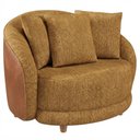 Ver imagem 1 de Poltrona Decorativa Maya Pes Madeira Linho Color Trend e Courino Tca 219 Tcs 727 Moll