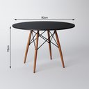 Ver imagem 4 de Jogo de Mesa de Jantar Eames Eiffel Redonda 80cm Tampo de Madeira Preto com 2 Cadeiras Preta