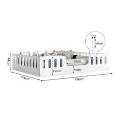 Cama Casal Infantil Branca Helo com Cercado - 4