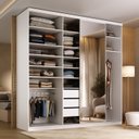 Ver imagem 1 de Guarda-Roupa Closet Casal 100% MDF BP 208cm com 1 Porta Espelho 3 Gavetas Sion Branco