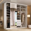 Ver imagem 4 de Guarda-roupa Closet Casal 100% Mdf Bp 208cm com 1 Porta Espelho 3 Gavetas Sion