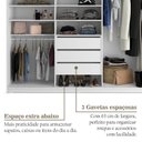 Ver imagem 7 de Guarda-roupa Closet Casal 100% Mdf Bp 208cm com 1 Porta Espelho 3 Gavetas Sion