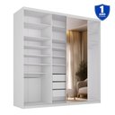 Ver imagem 4 de Guarda-Roupa Closet Casal 100% MDF BP 208cm com 1 Porta Espelho 3 Gavetas Sion Branco