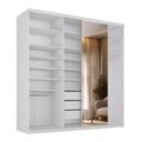 Ver imagem 2 de Guarda-Roupa Closet Casal 100% MDF BP 208cm com 1 Porta Espelho 3 Gavetas Sion Branco