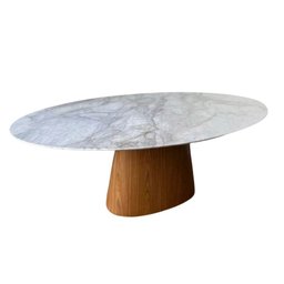 Mesa de Jantar Cone Oval 160x90 Cm Mármore Branco Extra Base Freijó - 4