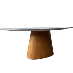 Mesa de Jantar Cone Oval 160x90 Cm Mármore Branco Extra Base Freijó - 3