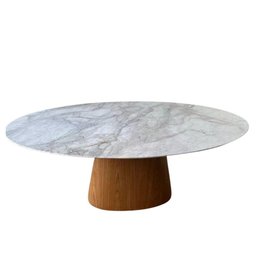 Mesa de Jantar Cone Oval 160x90 Cm Mármore Branco Extra Base Freijó - 5