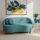 Ver imagem 1 de Sofá Orgânico 2 Lugares C/2 Almofadas Curvo Sala Recepção Amsterdã Suede Azul Turquesa - Montanari's