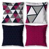 Kit 4 Capa de Almofada 40cm X 40cm Decorativas Estampadas Digital Sala Sofá Quarto Geo Vermelho - 1