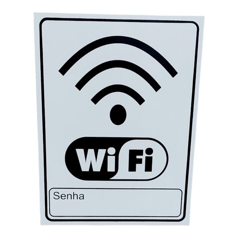 Placa de Sinalização Wi Fi 15x20 Cm Senha Branco