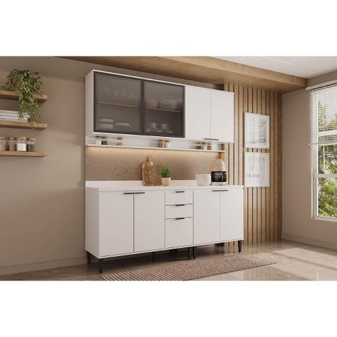 Kit Cozinha Modulada 4 Peças Alpha (2aéreos+2balcões) C4p176 Branco - Carraro