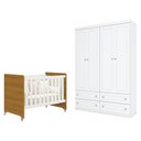 Ver imagem 1 de Berço Americano Evolution 4 em 1 Branco Acetinado Savana e Guarda Roupa Infantil Americano 4 Portas 