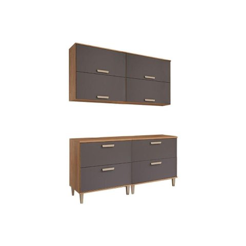 Cozinha Modulada Mgm Bella 4 Peças (2aéreos+2balcões) 160cm Freijo/titanium-mgm