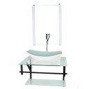 Ver imagem 1 de GABINETE DE VIDRO PARA BANHEIRO 60CM AP CUBA OVAL CHANFRADA BRANCO COM TORNEIRA CROMADA