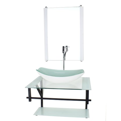 GABINETE DE VIDRO PARA BANHEIRO 60CM AP CUBA OVAL CHANFRADA BRANCO COM TORNEIRA CROMADA