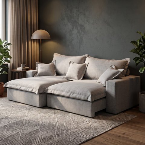 Sofá Korea 2m Retrátil Reclinável Linho Molas Ensacadas - Cinza
