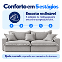 Ver imagem 5 de Sofá Korea 2m Retrátil Reclinável Linho Molas Ensacadas - Cinza