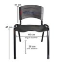 Ver imagem 6 de kit 5 Cadeiras Iso Plástica Fixa Cadeira Empilhavel Para Escritório Escola Igreja Salão Preta