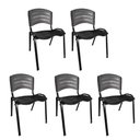 Ver imagem 1 de kit 5 Cadeiras Iso Plástica Fixa Cadeira Empilhavel Para Escritório Escola Igreja Salão Preta