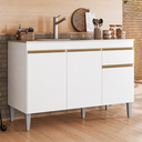 Ver imagem 1 de Balcão Gabinete Alinne 118cm para Pia 3 Portas 1 Gaveta - Branco Peternella