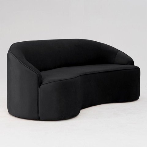 Sofá Curvo Montserrat 210cm 03 Lugares Veludo Preto - Nexta Casa