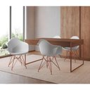 Ver imagem 1 de Mesa Jantar Industrial Amêndoa 137X90Cm Com 4 Poltronas Brancas Base Cobre Cor: Amendoa