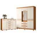 Ver imagem 1 de Guarda Roupa Casal New Fusion 10 Portas e Cômoda Fontana Cinamomo Off White - Móveis Albatroz