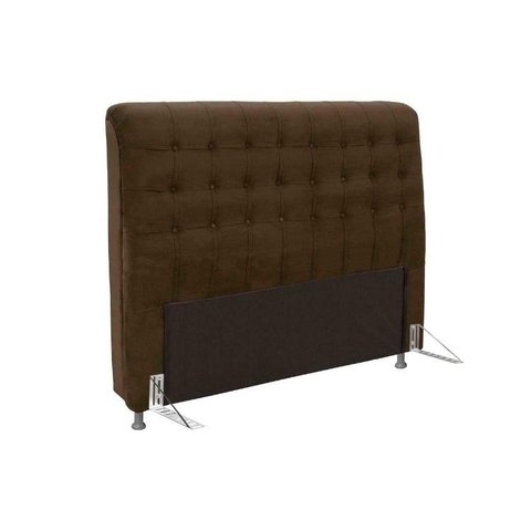 Cabeceira Cama Box Estofada Queen Queen Dama Suede Marrom Chocolate - Simbal