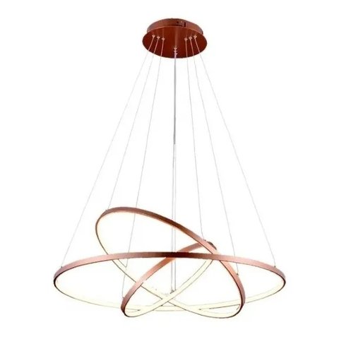 Lustre Led Moderno Pendente Anéis Led 89w 3 Arcos Rose  Brinovar
